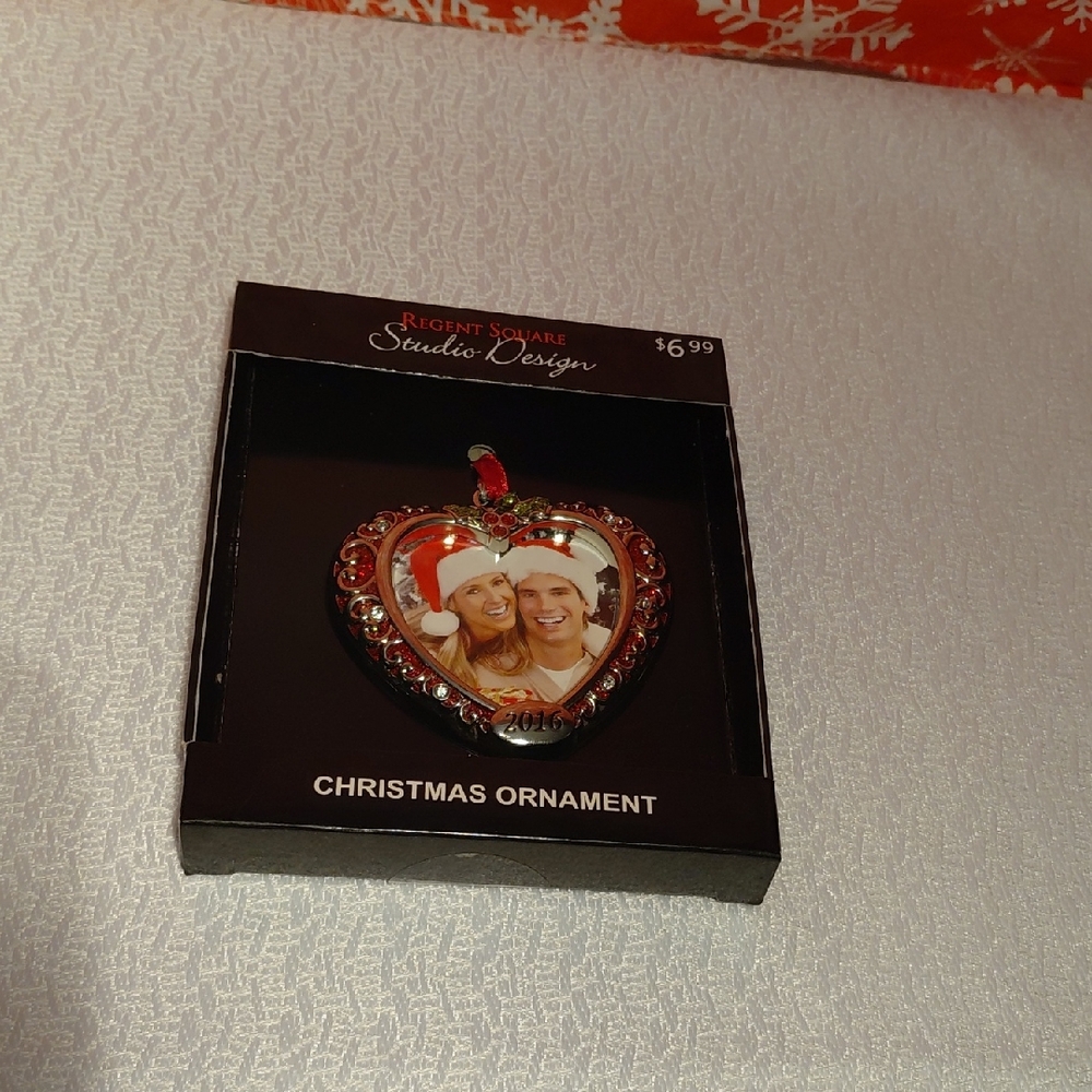 Heart-Shaped Christmas Ornament with Photo